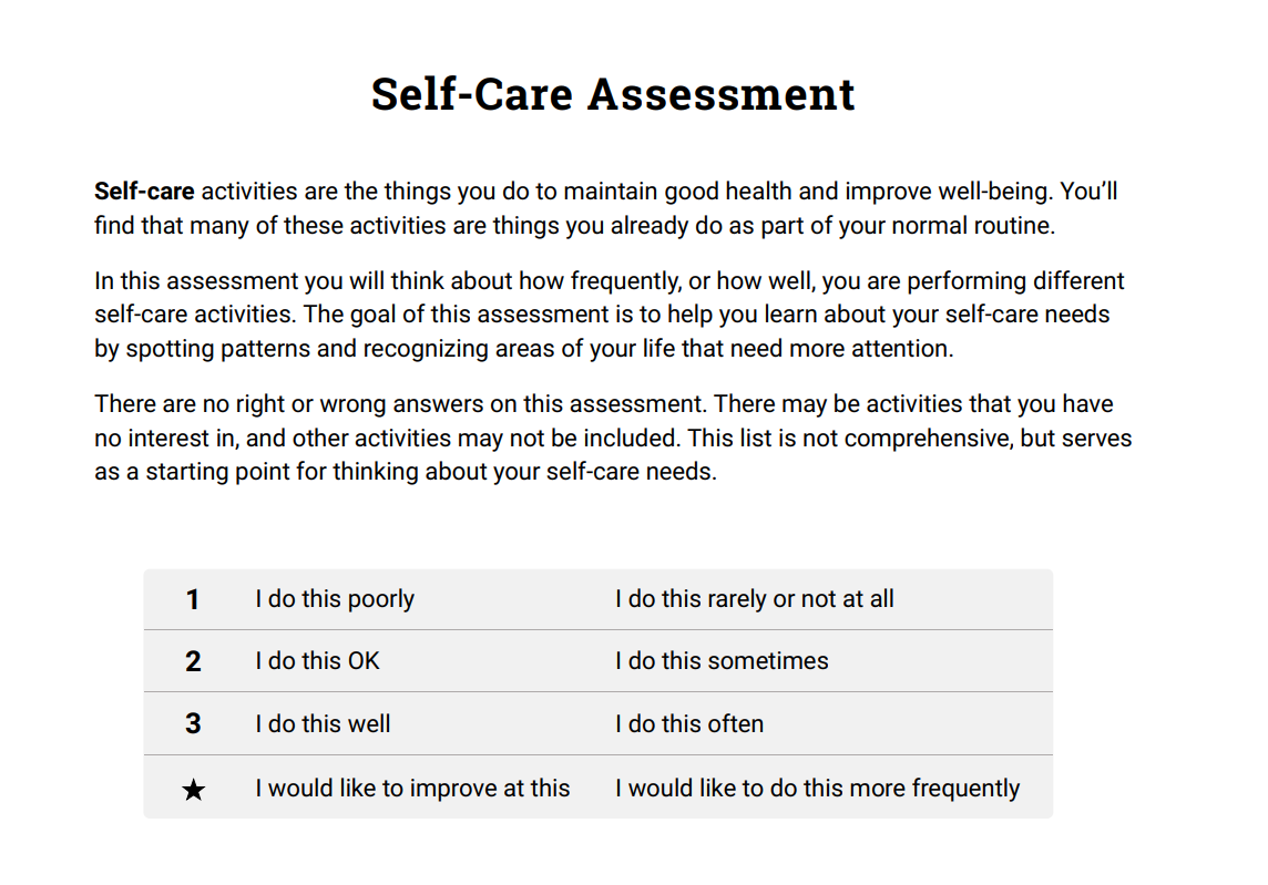 SELF CARE ASSES